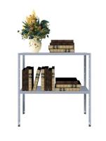 Стеллаж металлический СБР 100x100x50 (фото), внешние размеры: 1000x1000x500 мм., количество полок: 2, 3 шт., цвет: Светло-серый (RAL 7035).