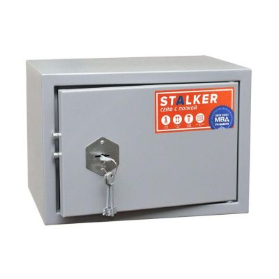Сейф с полкой Stalker ПШ-4 (светло-серый) (фото), внешние размеры: 245x350x250 мм., толщина двери: 1,5 мм., толщина корпуса: 1,5 мм.