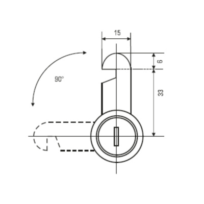 Замок почтовый мебельный, диаметр 16 мм., ригель с вырезом, 2 металлических ключа в комплекте фото | Размер: 47х18х25 мм. | Цвет: хром