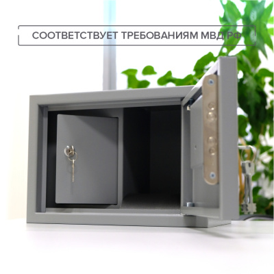 Сейф с трейзером Stalker ПШ-5 (светло-серый) (фото), внешние размеры: 245x350x250 мм., толщина двери: 1,5 мм., толщина корпуса: 1,5 мм.