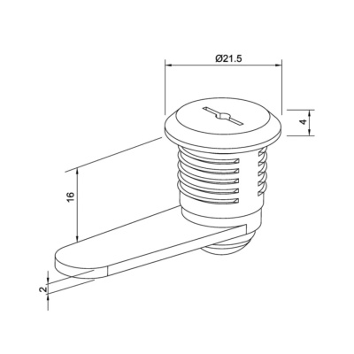 Замок почтовый мебельный, диаметр 16 мм., 2 металлических ключа в комплекте фото | Размер: 45х18х25 мм. | Цвет: хром